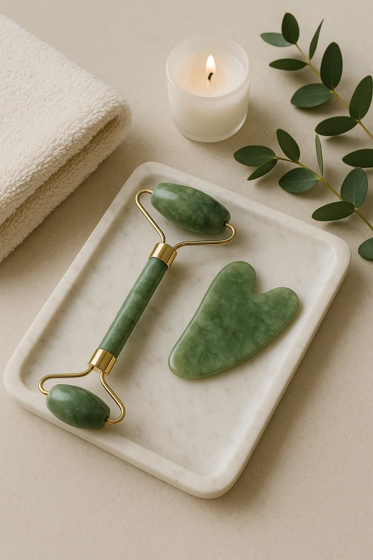 Natural Jade Facial Roller – Double-Ended Face Massage & Skincare Tool