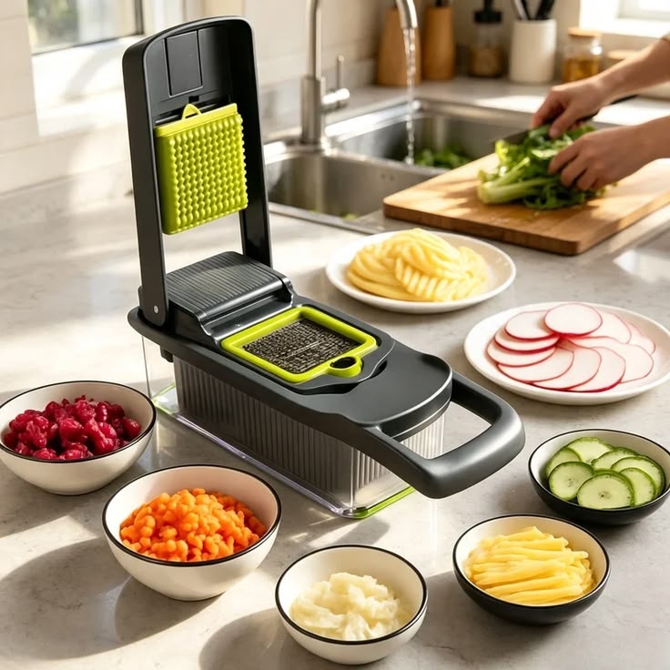 16-in-1 Multifunctional Vegetable Chopper & Slicer | Manual Food Cutter with Storage Container