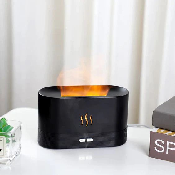 Flame Effect Aroma Diffuser – Ultrasonic Essential Oil Diffuser with Mist & Ambient LED Light