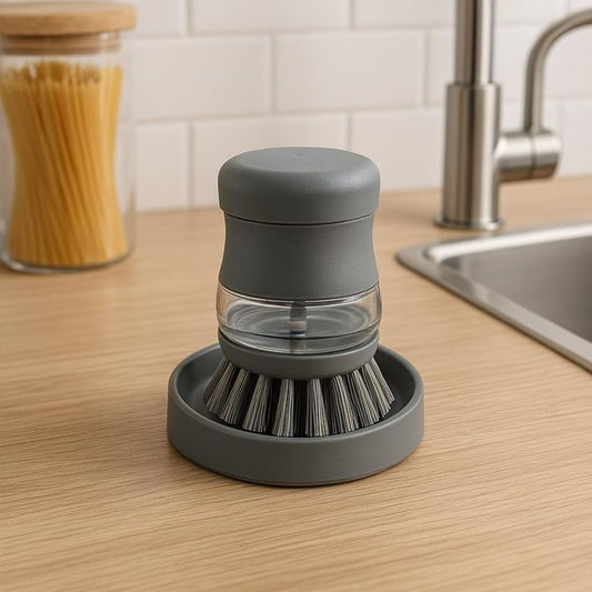 Soap Dispensing Dish Brush – 2-in-1 Kitchen Scrub Brush with Built-In Soap Dispenser