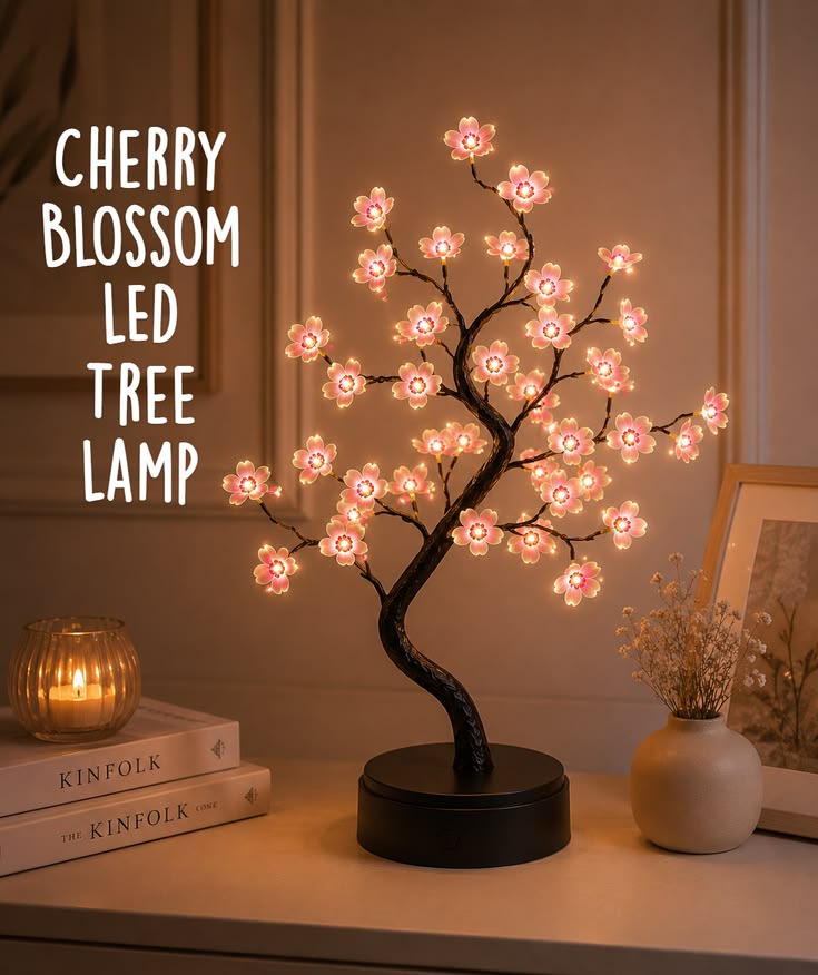 Cherry Blossom LED Tree Lamp – Warm Decorative Light for Home, Bedroom & Office