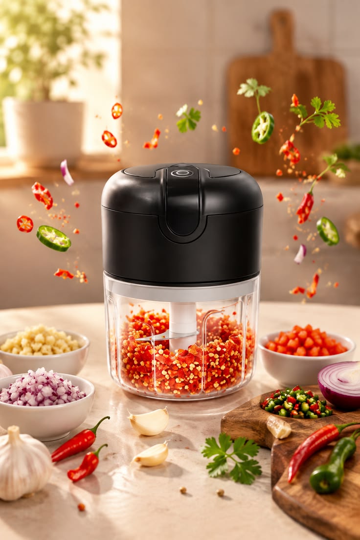 Electric Food Chopper & Vegetable Cutter – Mini Garlic, Onion & Meat Chopper