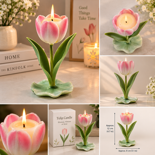 Blooming Tulip Flower Candle – Aesthetic Decorative Candle for Home & Room Décor