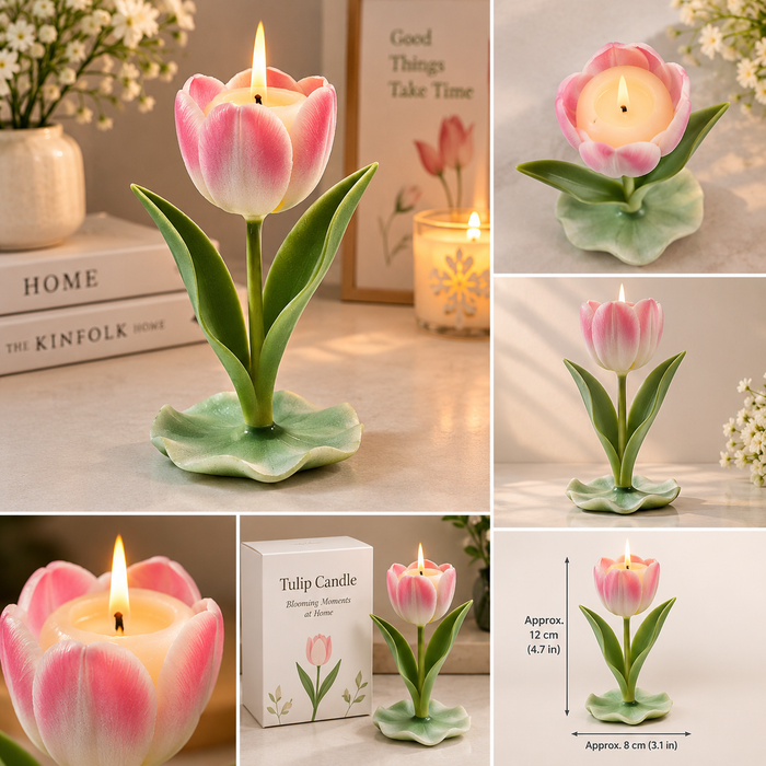 Blooming Tulip Flower Candle – Aesthetic Decorative Candle for Home & Room Décor