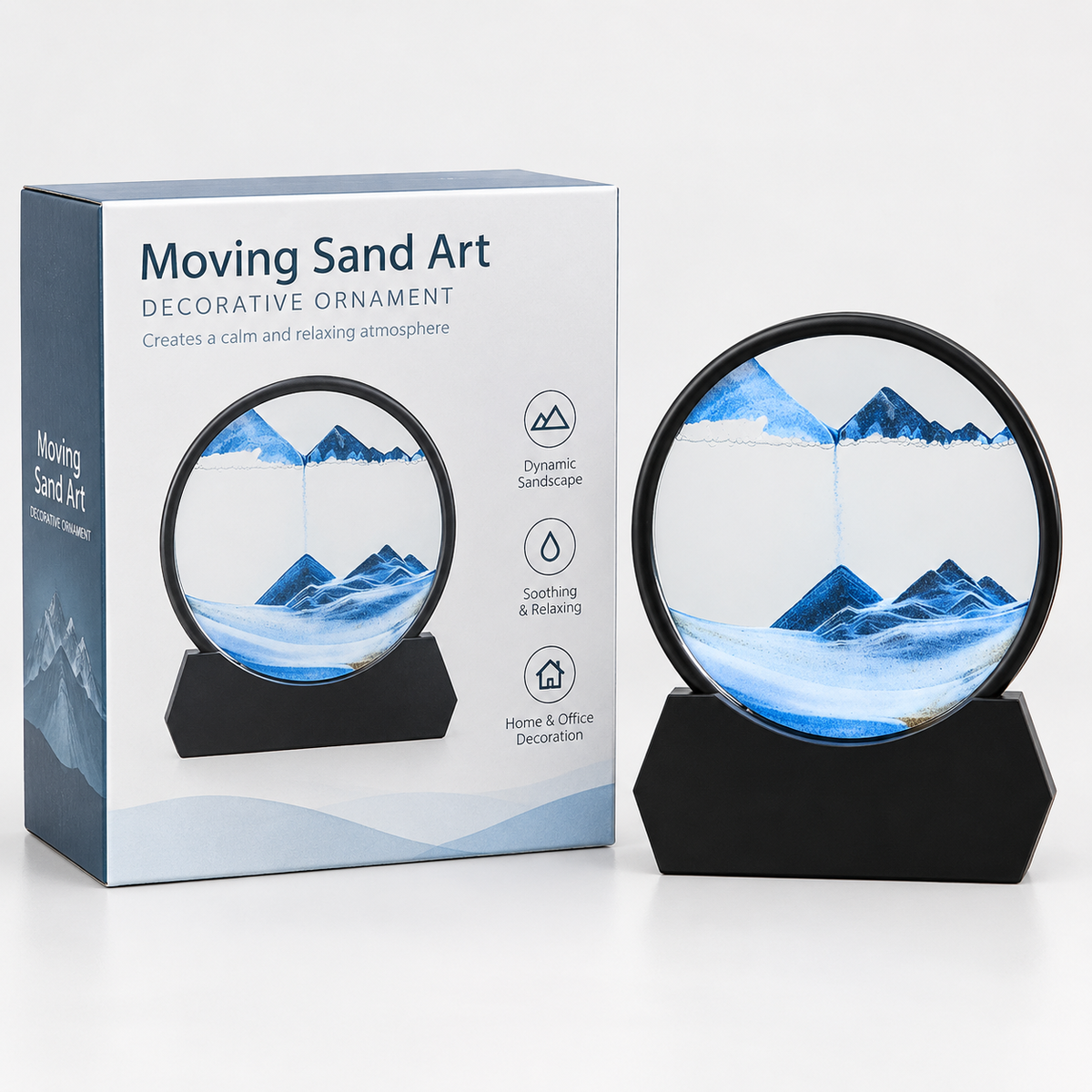 Magnetic Liquid Sand Art Hourglass – 3D Moving Sandscape Decorative Desk Ornament