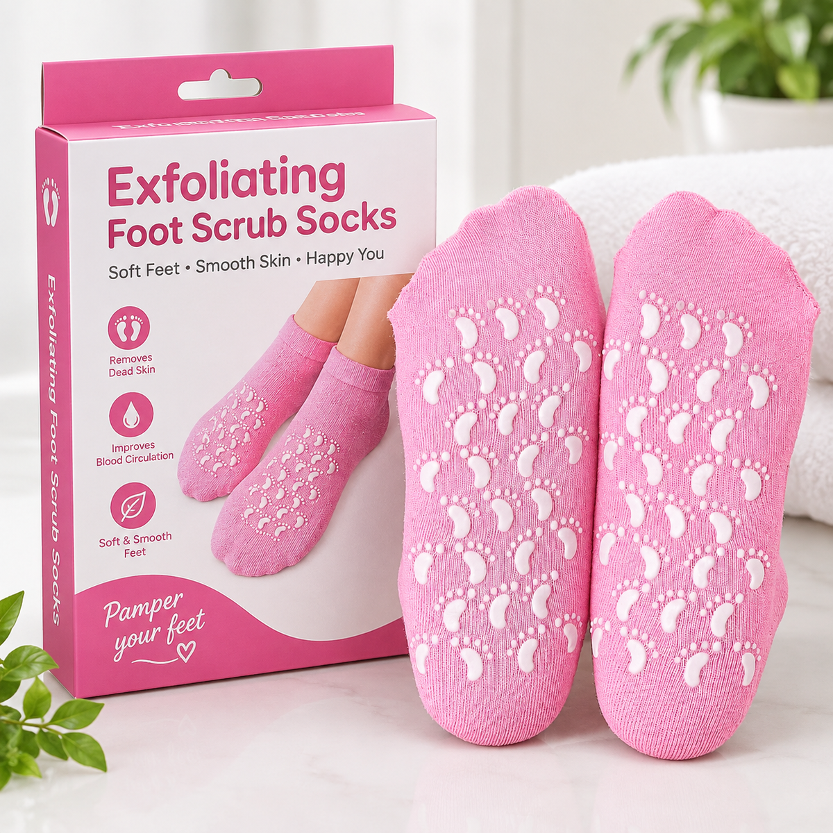 Exfoliating Foot Scrub Socks – Silicone Moisturizing Heel Repair Socks