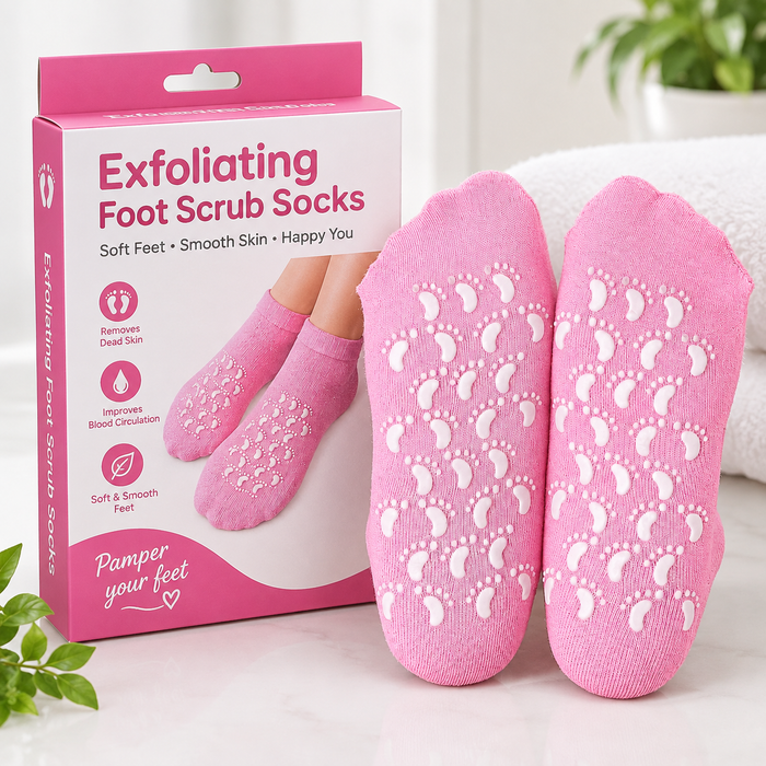 Exfoliating Foot Scrub Socks – Silicone Moisturizing Heel Repair Socks