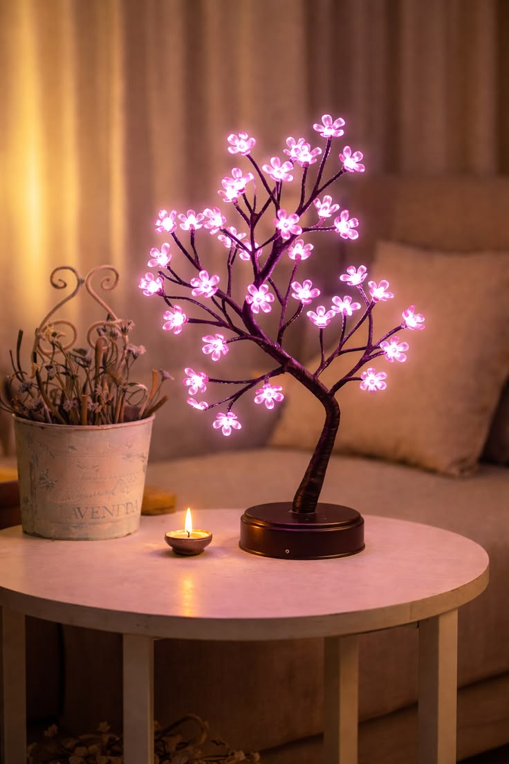 Cherry Blossom LED Tree Lamp – Warm Decorative Light for Home, Bedroom & Office