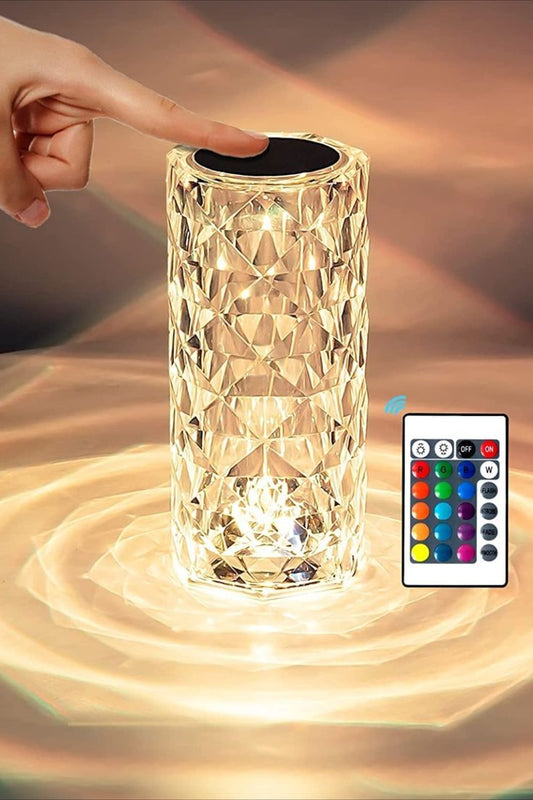 Crystal Diamond LED Table Lamp – 16 Color Changing Touch Lamp with Remote Control