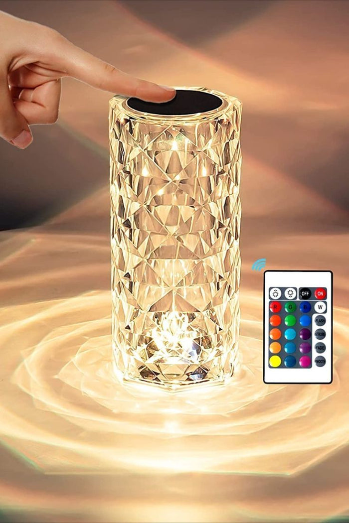 Crystal Diamond LED Table Lamp – 16 Color Changing Touch Lamp with Remote Control