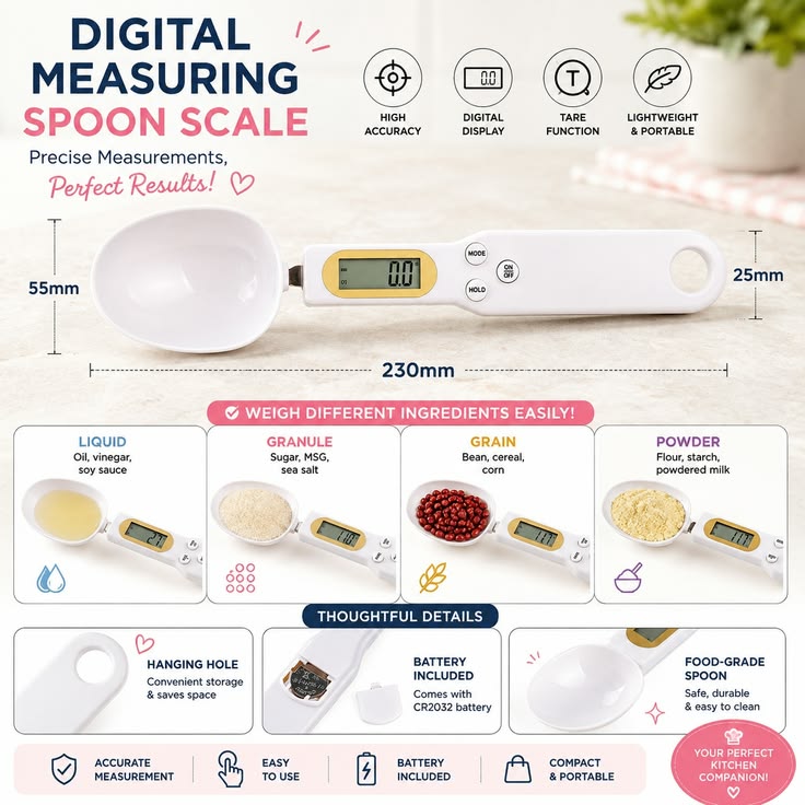 Digital Measuring Spoon Scale 500g/0.1g – Precision Kitchen Food Weighing Spoon