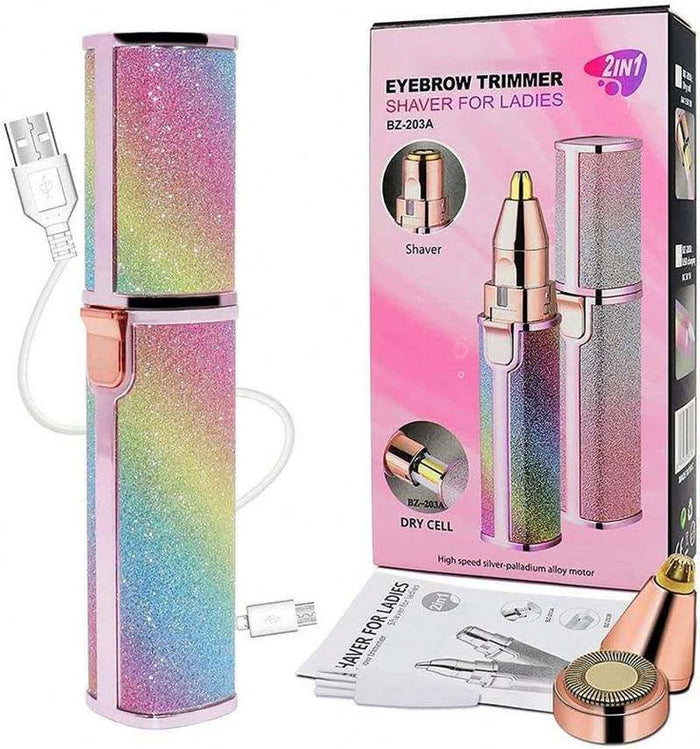 2-in-1 Electric Eyebrow Trimmer & Facial Hair Remover for Women – Rechargeable Precision Beauty Shaver