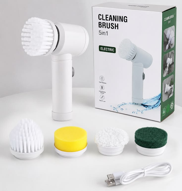 Electric Spin Cleaning Brush – Multi-Purpose Scrubber with Replaceable Brush Heads