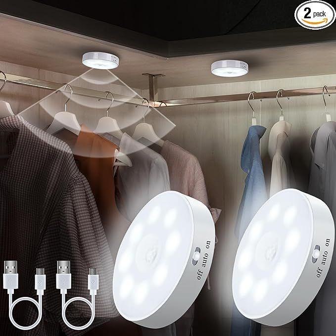 Rechargeable PIR Motion Sensor LED Night Light – Wireless Magnetic Cabinet, Wardrobe & Stair Light