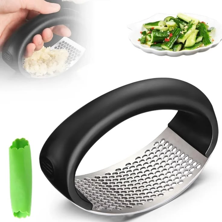 Manual Garlic Press & Mincer – Stainless Steel Garlic Crusher for Kitchen