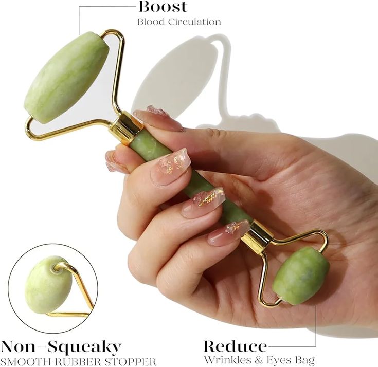 Natural Jade Facial Roller – Double-Ended Face Massage & Skincare Tool