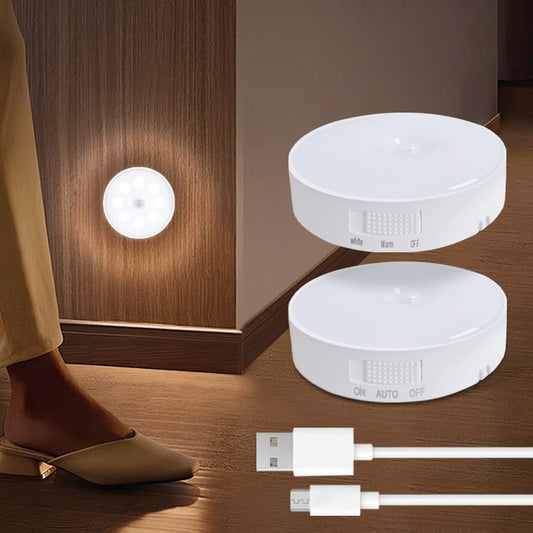 Rechargeable PIR Motion Sensor LED Night Light – Wireless Magnetic Cabinet, Wardrobe & Stair Light