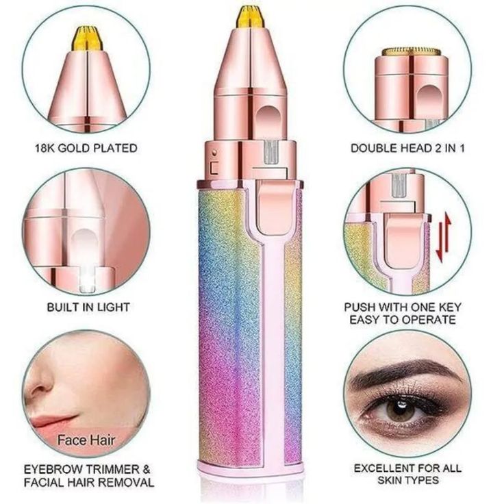2-in-1 Electric Eyebrow Trimmer & Facial Hair Remover for Women – Rechargeable Precision Beauty Shaver