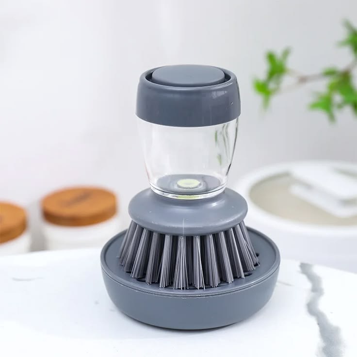 Soap Dispensing Dish Brush – 2-in-1 Kitchen Scrub Brush with Built-In Soap Dispenser