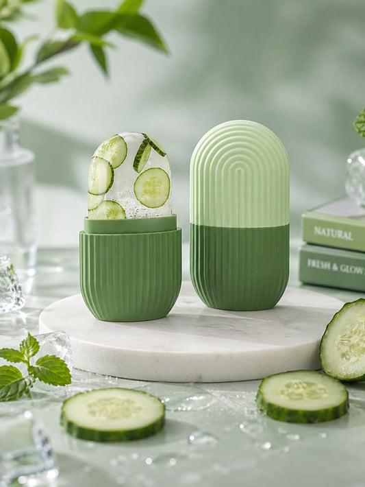 Cucumber Ice Roller for Face & Eyes – Reusable Facial Ice Roller for Puffiness, Cooling & Glowing Skin