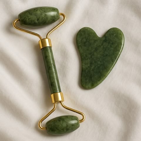 Natural Jade Facial Roller – Double-Ended Face Massage & Skincare Tool