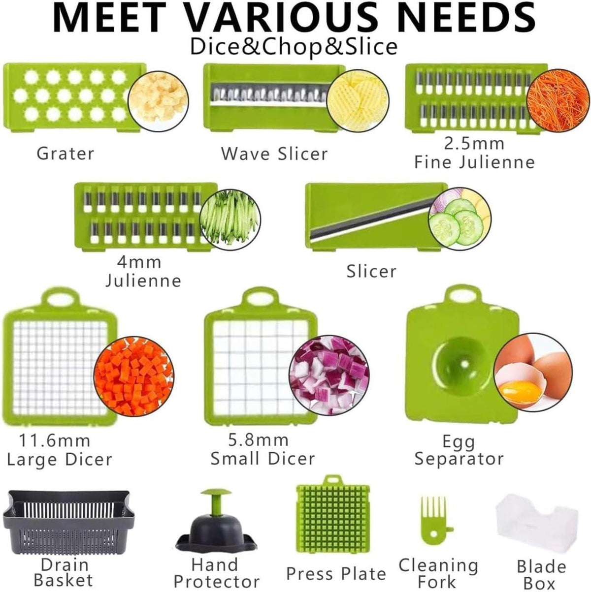 16-in-1 Multifunctional Vegetable Chopper & Slicer | Manual Food Cutter with Storage Container