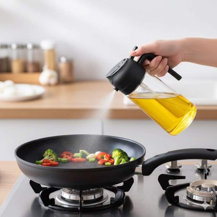 2-in-1 Glass Oil Sprayer & Dispenser Bottle – Cooking Oil Spray & Pour Bottle